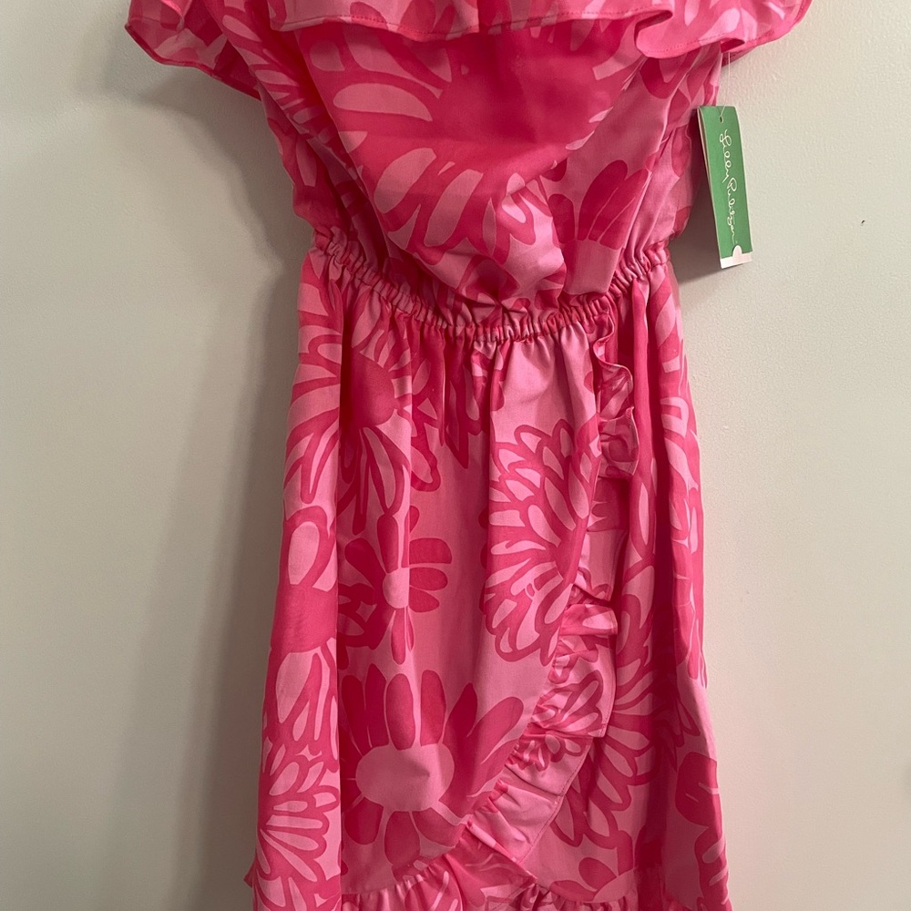 Pink Floral Strapless Dress